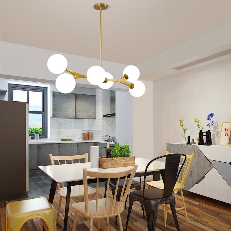 Dimmable Modern Chandelier for Dining Room with Frosted Glass Shade