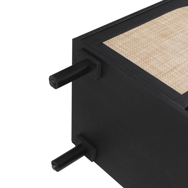 Engineered Rattan Sideboard Accent Storage Cabinet Black Buffet Cabinet