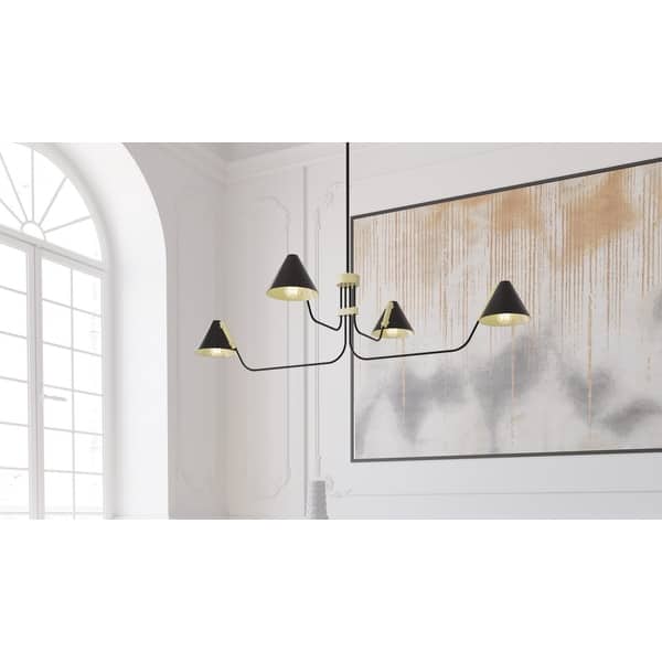 slide 2 of 13, Hunter Grove Isle 4-Light Linear Chandelier - Dining Room, Kitchen Island - Mid-Century Modern, Minimalist Matte Black
