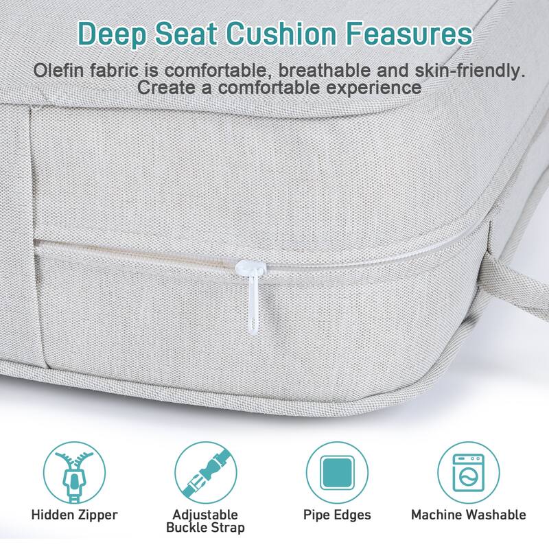 Aoodor Outdoor Deep Seat Chair Cushion Set (Set of 2 Seats, 2 Backs, 2 Pillows)