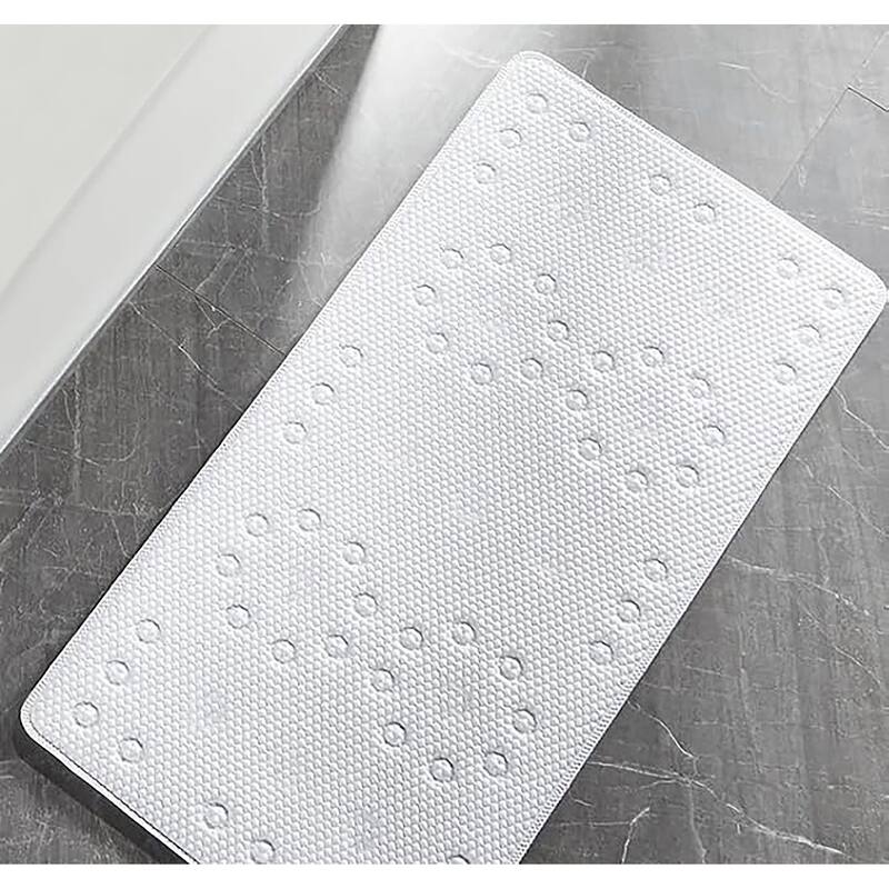 White Non-Slip Foam Bathtub Shower Mat With Suction Cups - 36" x 17"
