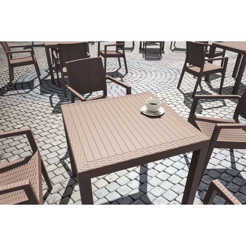 31.5" Coffee Brown Wickerlook Square Patio Dining Table