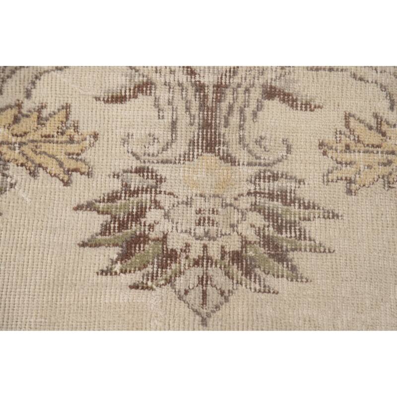 Anatolian Turkish Vintage Rug Handmade Distressed Beige Wool Carpet - 6'1" x 9'7"