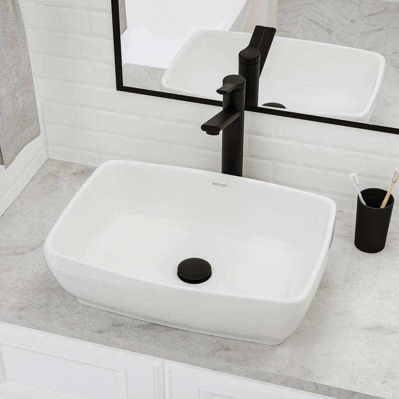 Karran Valera 19" Vitreous China Vessel Bathroom Sink in White