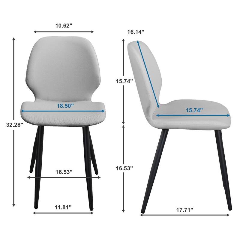 Leather Dining Chair with Metal Legs, Shell Shape Upholstered Chair Set of 6 for Kitchen, Restaurant, Living, Meeting Room