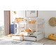 preview thumbnail 4 of 7, White Solid Pine Wood Convertible Bunk Bed with 2 Drawers, Fence-shaped Guardrail