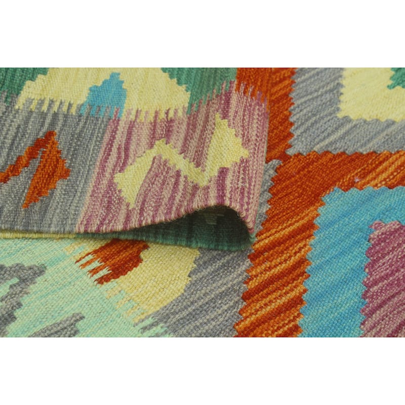 Sangat Flatweave Malyar Rust/Green Rug - 3'11" x 5'9"
