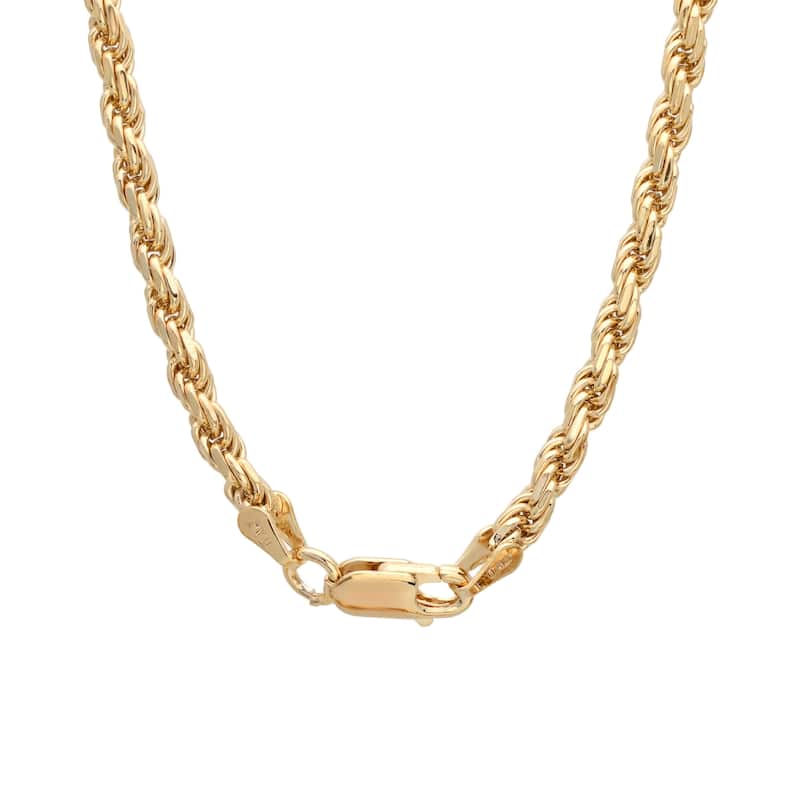 Roberto Martinez Gold Plated Silver 3 mm Diamond-cut Rope Chain (16"-30")