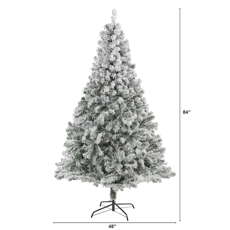 7ft. Flocked Spruce Artificial Christmas Tree with 800 Branches - Winter Wonderland Holiday X-Mas Tree