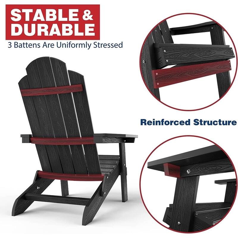 WINSOON HIPS All Weather Outdoor Folding Adirondack Chair