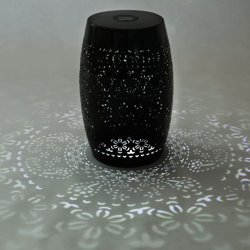 Danya Indoor/Outdoor Iron Side Table with Solar Powered Light and Built-In Battery by Christopher Knight Home