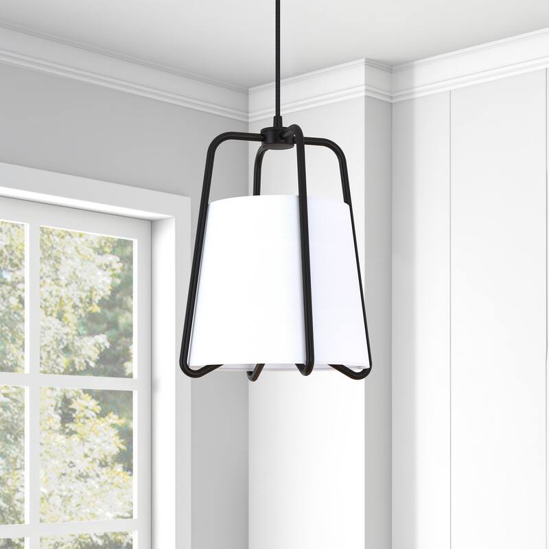 Marduk Contemporary Antique Pendant with White Linen Shade