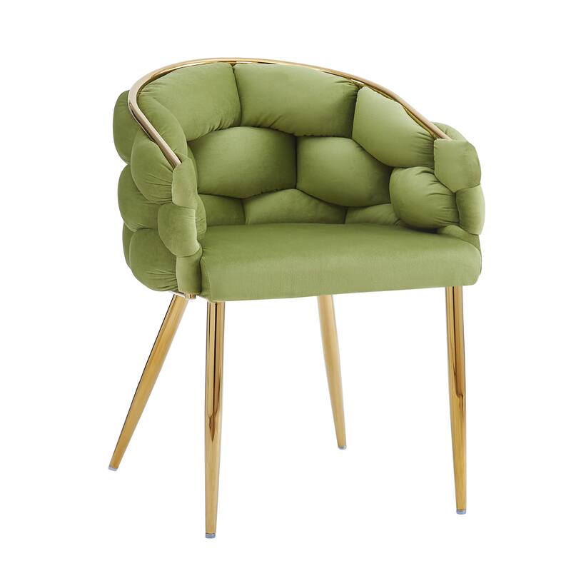 Set of 2 Luxury Accent Chair with Gold Legs - Green