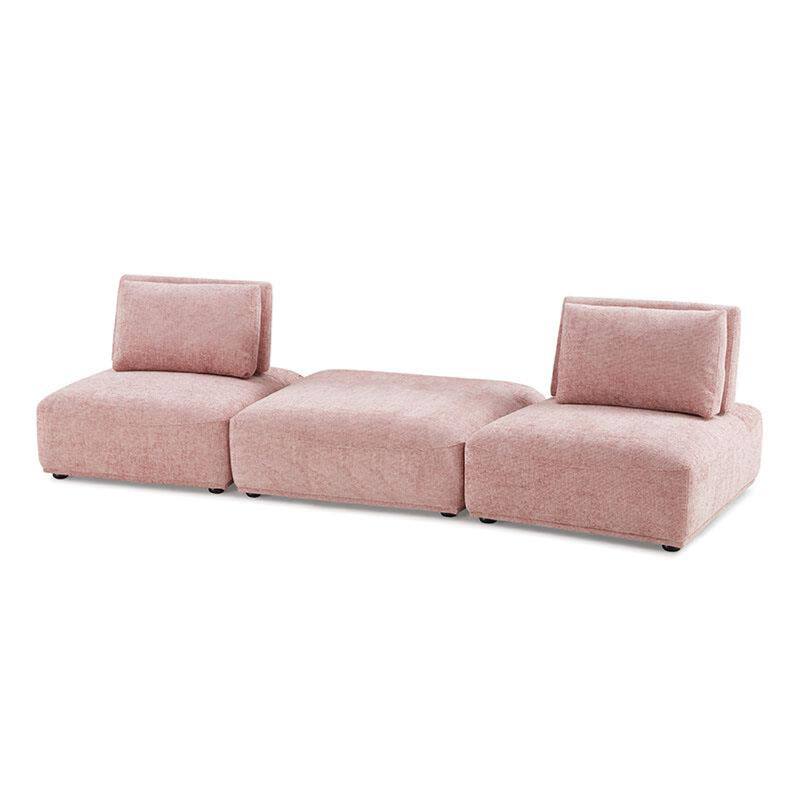Stavan Modular 2 Seat Sofa, Ottoman, Pink Boucle, Adjustable Backs
