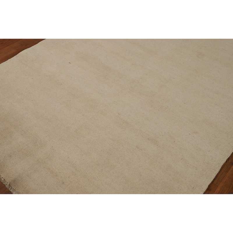 Gabbeh Modern Oriental Rug Handmade Beige Wool Carpet - 4'8"x 6'3"