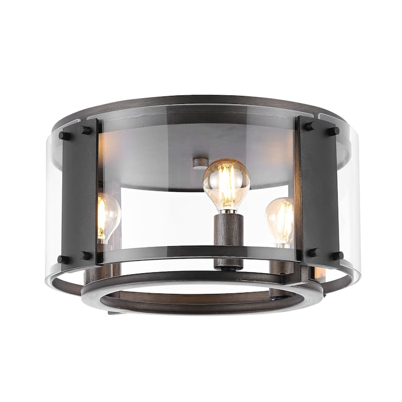 SAFAVIEH Lighting Ingeline Flush Mount - 14" W x 14" D x 7" H - Black/Chrome - 14Wx14Dx7H