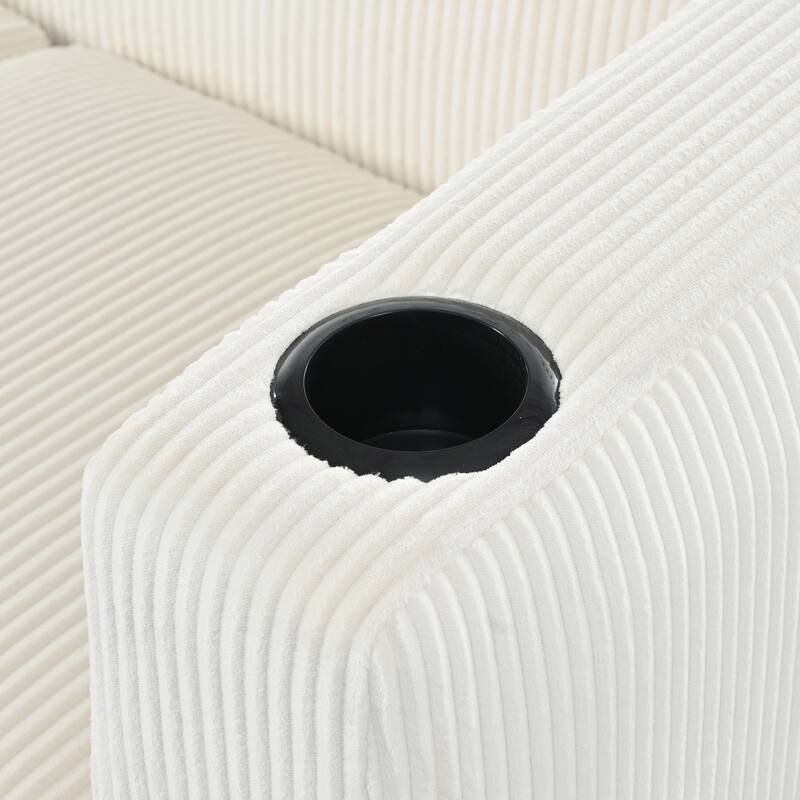 80″ Solid Wood 3-Seater Sofa with 2 USB Ports & Cup Holders