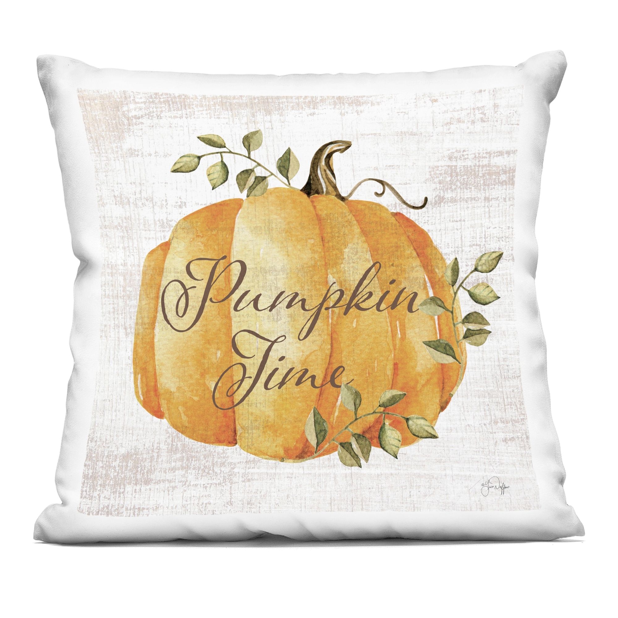Stupell Pumpkin Time over Rustic Decorative Printed Throw Pillow Design By Yass Naffas Designs