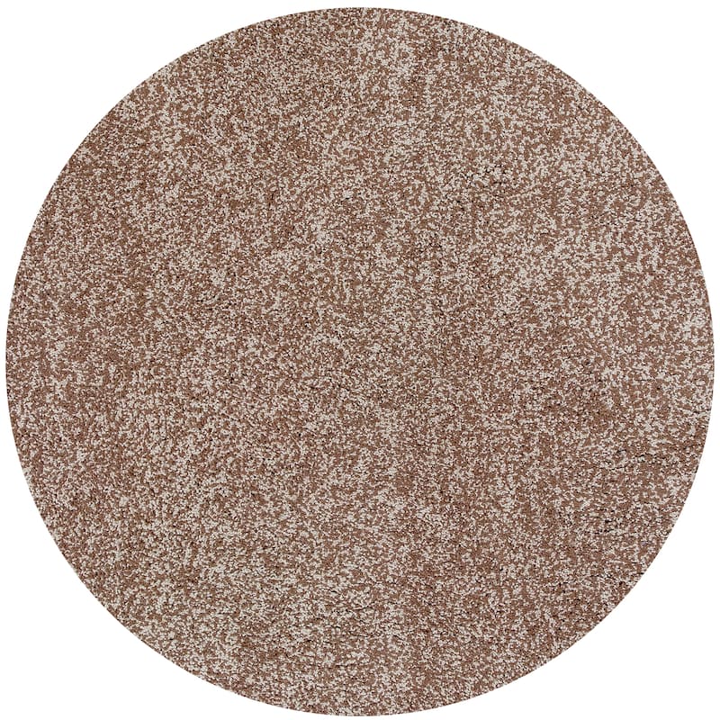Domani Euphoria Plush Beige Heather Hand-Woven Shag Rug - 8' Round - Beige Heather
