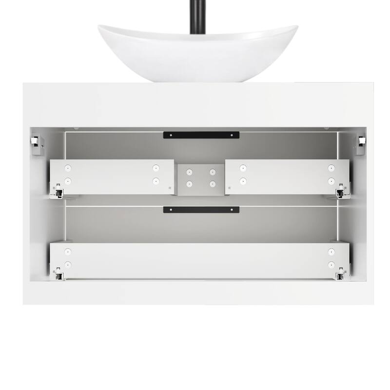 Modern Wall Mounted Bathroom Vanity Set with Vessel Sink & Faucet
