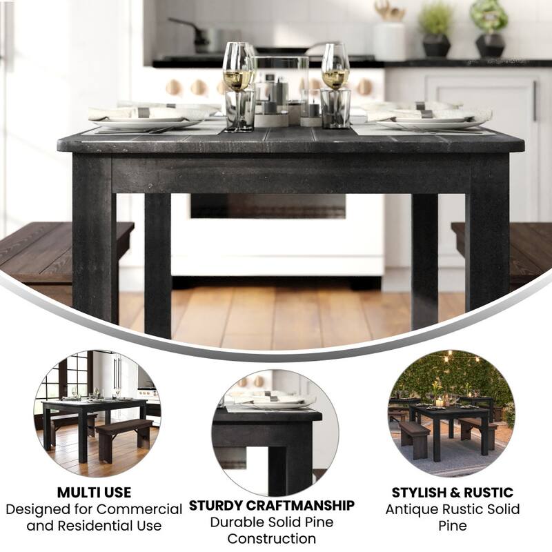 60" x 38" Rectangular Antique Rustic Solid Pine Farm Dining Table