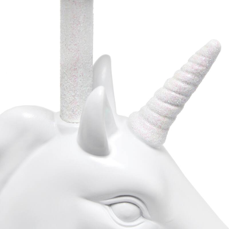16 in. Glitter Finish Unicorn Base Table Lamp with White Shade, Childern's Bedroom Lamp