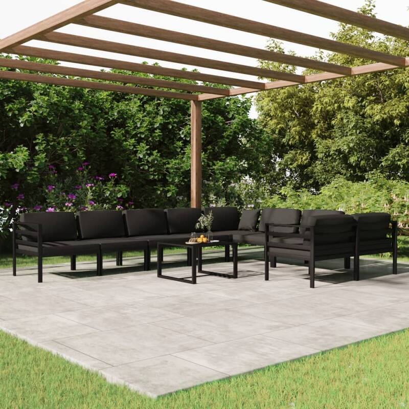 vidaXL Patio Lounge Set with Cushions Aluminum - 27.6" x 27.6" x 25.4"