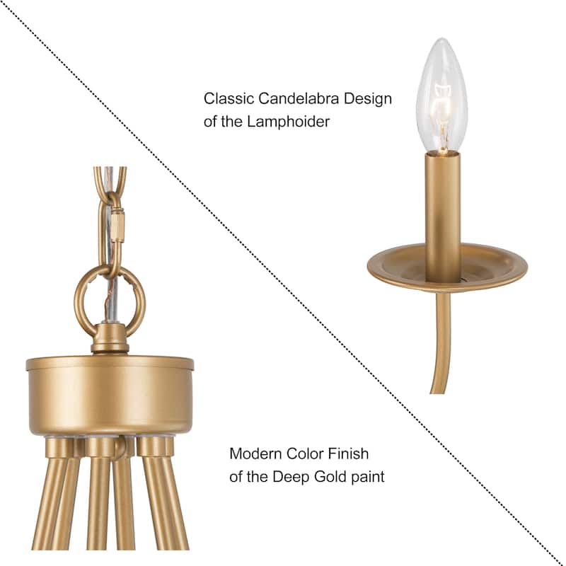 Modern Farmhouse Black Classic Candle Unique Chandelier with Adjustable Swing Arms for Dining Room - D28" x H84.5"