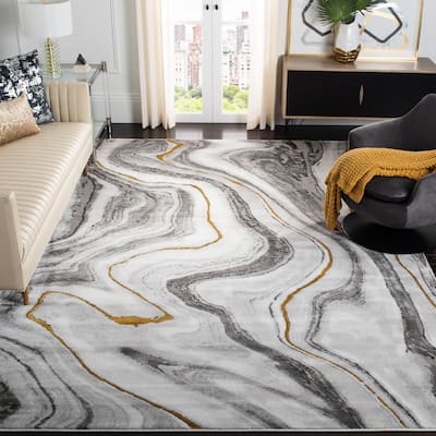 SAFAVIEH Craft Clytie Modern Abstract Marble Pattern Rug - Grey/Gold - 4' x 6'