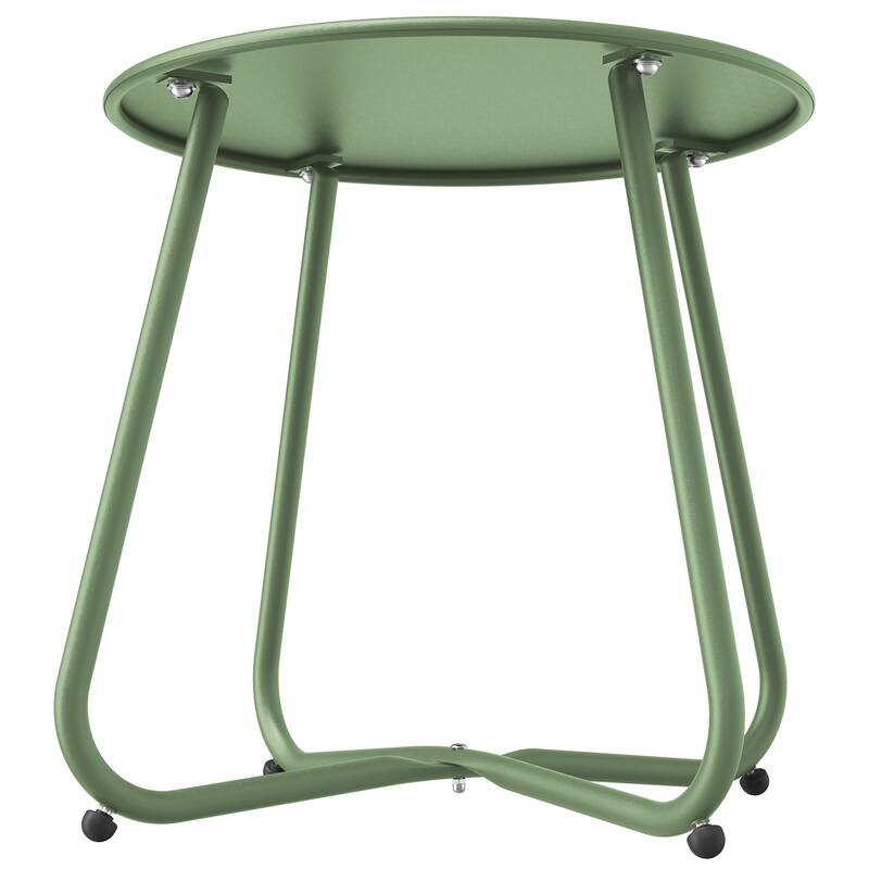 Clihome Outdoor Modern Steel Round Accent Side Table