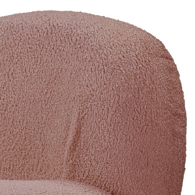27 Inch Teddy Sherpa Fabric Curved Accent Chair, Swivel Function