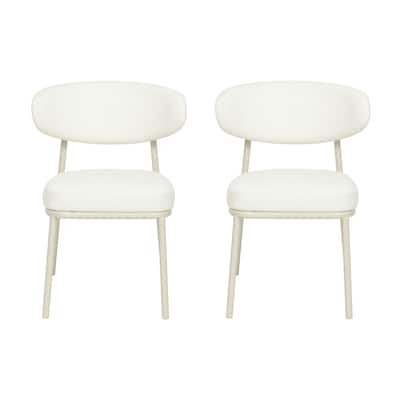 Mélange Fabric Upholstered Dining Chair with Metal Powder Coated Legs