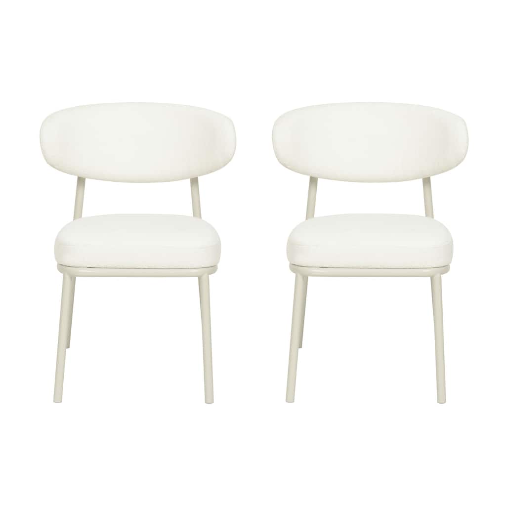 Mélange Fabric Upholstered Dining Chair with Metal Powder Coated Legs