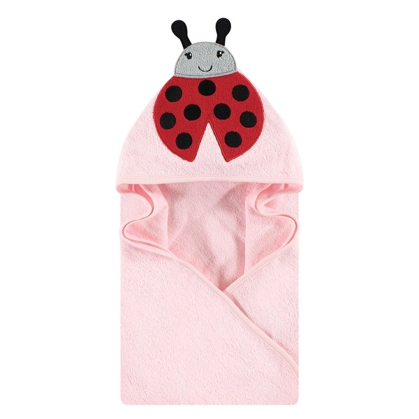 slide 1 of 1, Hudson Baby Infant Girl Cotton Animal Face Hooded Towel, Pink Ladybug, One Size - Pink Ladybug - One Size One Size - Pink Ladybug