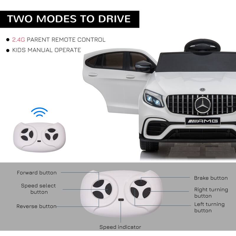 12V Mercedes Benz AMG GLC63S Coupe with Remote Control, White