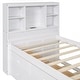 preview thumbnail 9 of 9, Twin Size Platform Bed with Storage Headboard & 3 Drawers, Wooden Bedframe w/ Twin Size Trundle & Charging Station-Antique Brown