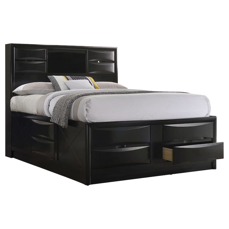 Briana Transitional Wood Storage Bookcase Bed Black