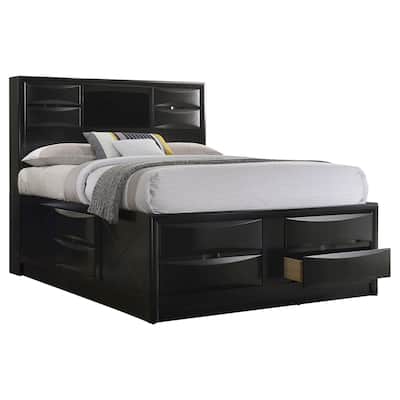 Briana Transitional Wood Storage Bookcase Bed Black