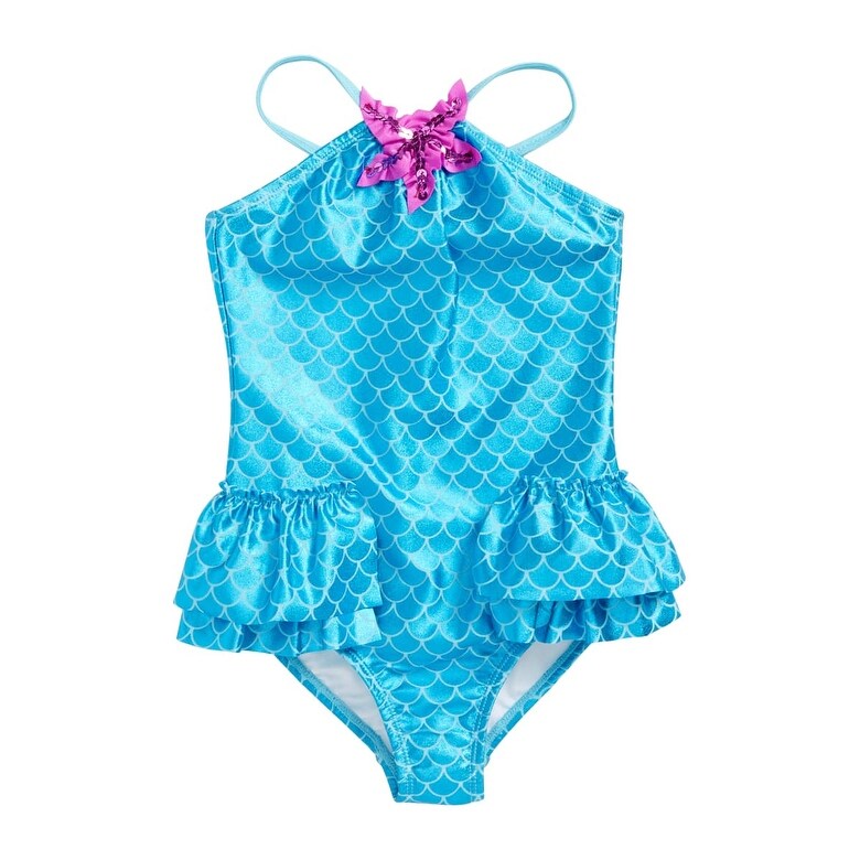 Shop Love U Lots Blue Girls Size 4 Ruffle Mermaid Shimmer Swimsuit