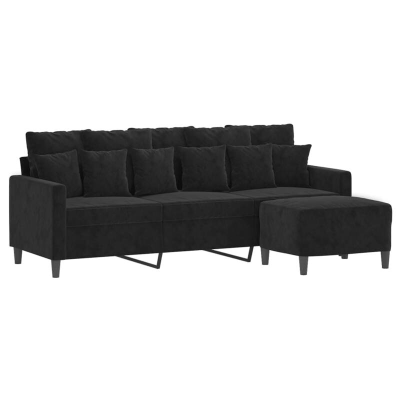 vidaXL Sofa 3-Seater Couch Sofa Armchair with Footstool for Living Room Velvet - 30.3 x 77.95 x 31.5 in