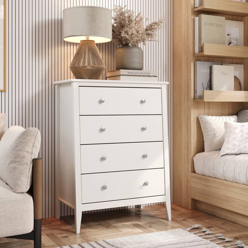 Jela Solid Wood 4 Drawer Dresser - White