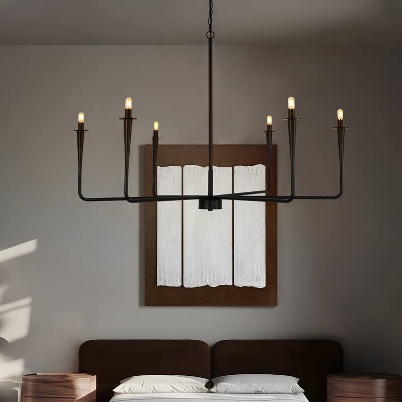 6-Light Classic Traditional Metal Candle Dimmable Chandelier