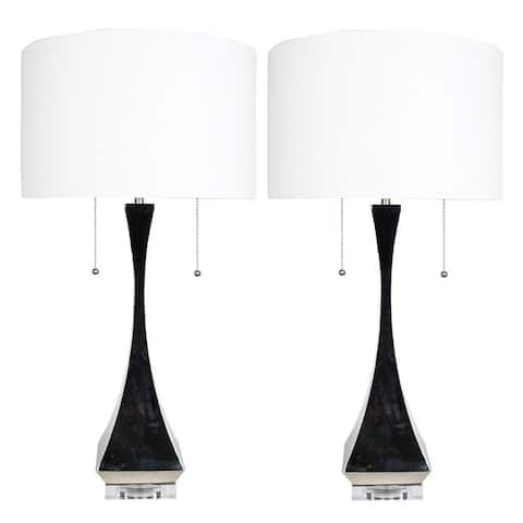 Set of 2 Messina Table Lamps, Polished Nickel, 28" Tall