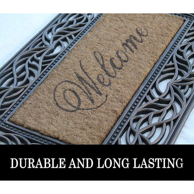 A1HC Hand-Crafted Elegant 18" x 30" Rubber Coir Door Mat