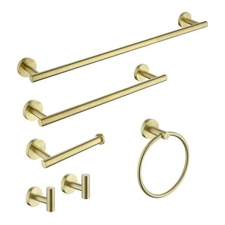 6 Piece Bathroom Hardware Set Brushed Gold Wall Mount Modern Bathroom Towel Holder Bar 304 Stainless Steel Bath Accessories Set