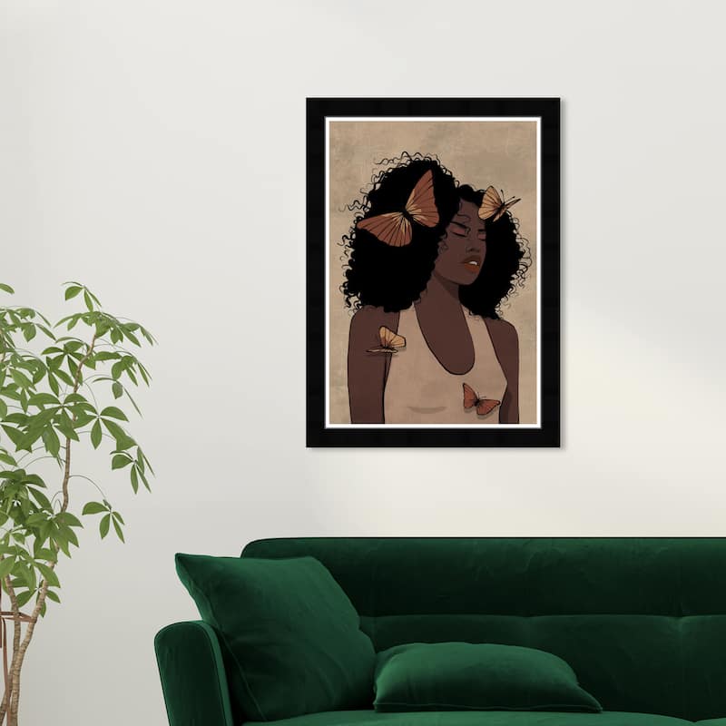 Wynwood Studio Prints Fashion and Glam Some Fashion and Butterflies II Brown and Tan Modern & Contemporary Wall Art Canvas Print - Black