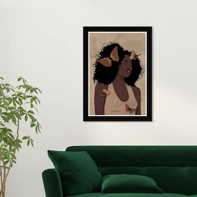 Wynwood Studio Prints Fashion and Glam Some Fashion and Butterflies II Brown and Tan Modern & Contemporary Wall Art Canvas Print