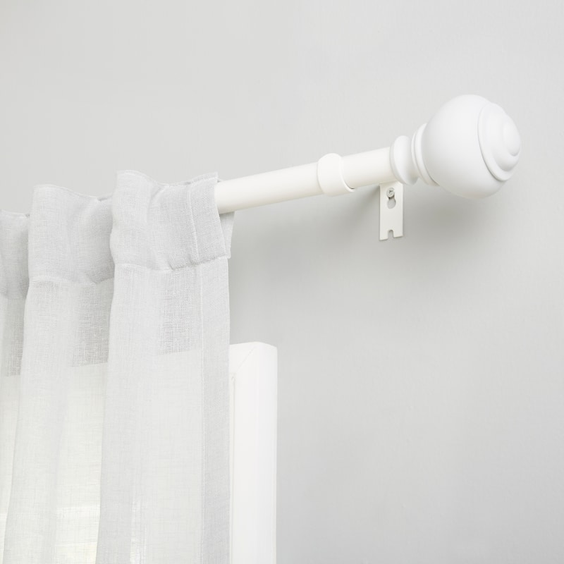 Lauren Ralph Lauren Markel 1" Adjustable Window Curtain Rod and Finial Set - 36"-72" - White
