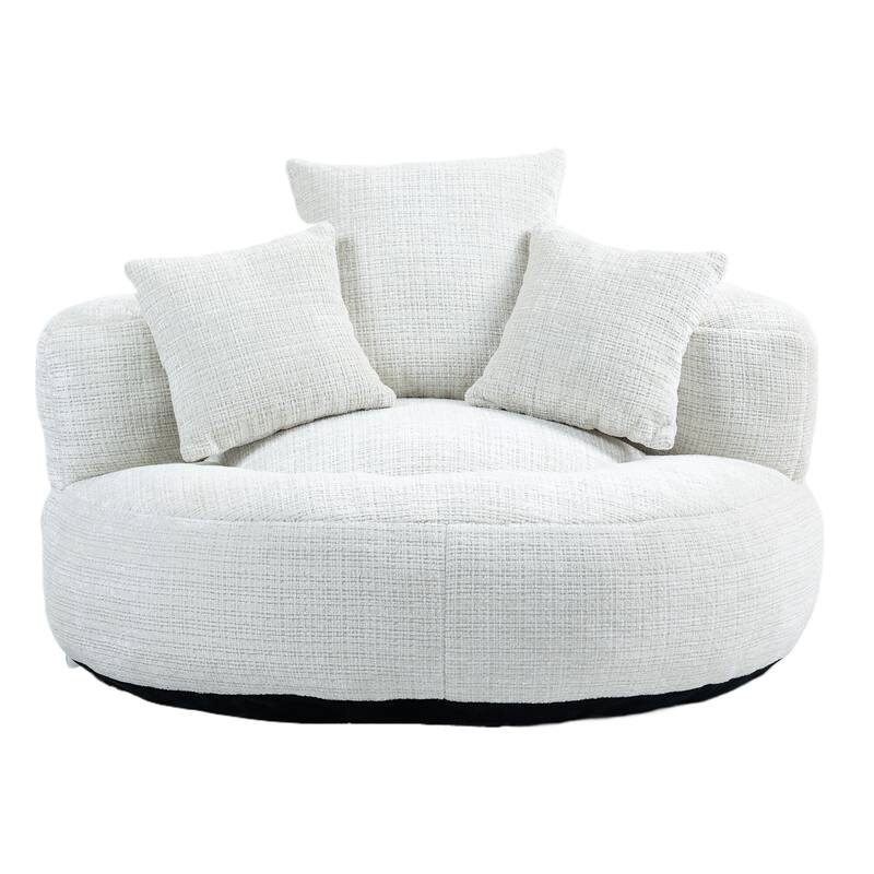 Chenille High Back Lazy Sofa with 3 Pillows and Oversized Bean Bag Chair