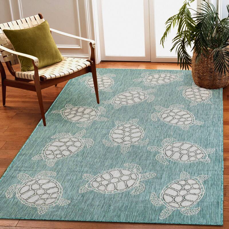 Liora Manne Carmel Collection Sea Turtles Indoor/ Outdoor Area Rug